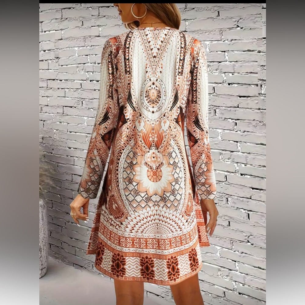 Bohemian Orange and White Dress Plus Sz 14 nwt - Picture 2 of 4